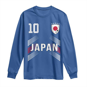 Japan Soccer Sports Graphic Number 10 Jersey Style Long Sleeve Shirt Proud Japanese Football Fans Game Day Pride TS02 Royal Blue Print Your Wear