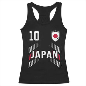 Japan Soccer Sports Graphic Number 10 Jersey Style Racerback Tank Top Proud Japanese Football Fans Game Day Pride TS02 Black Print Your Wear
