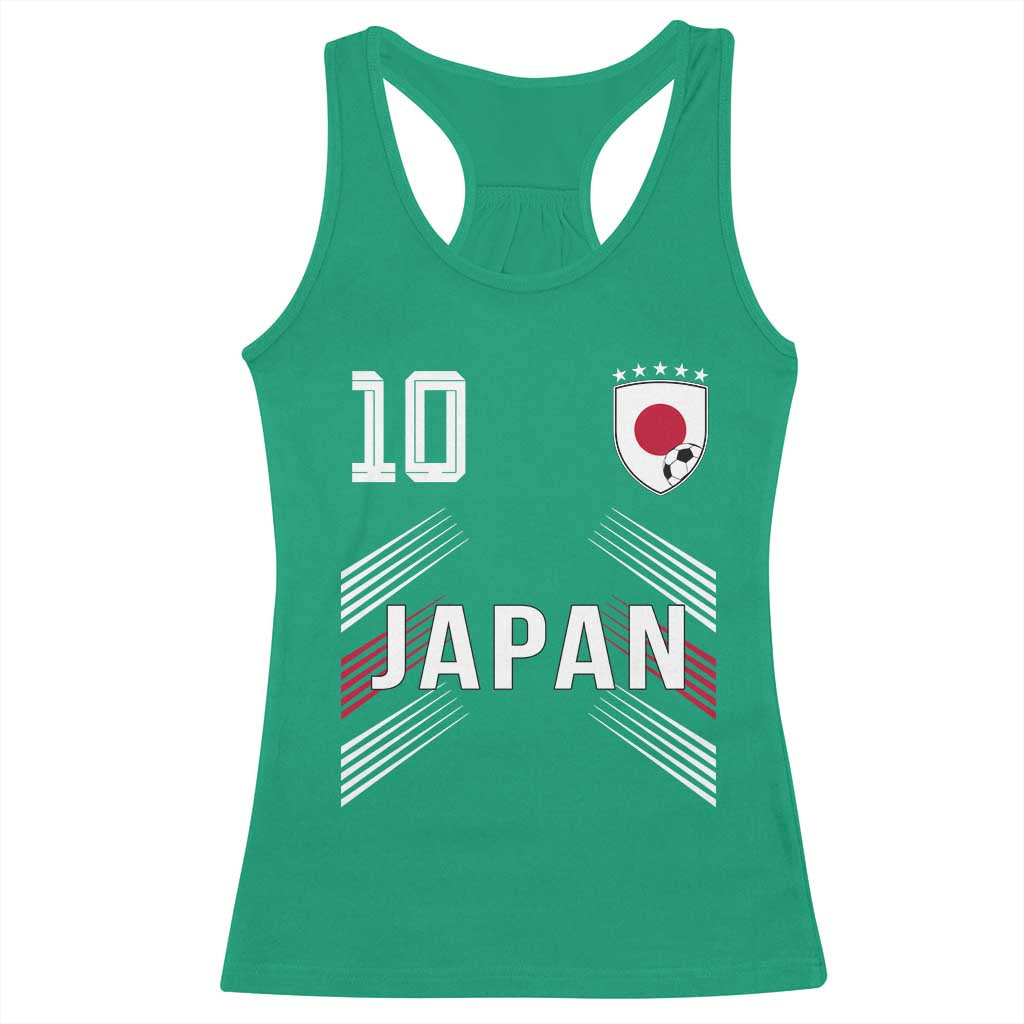 Japan Soccer Sports Graphic Number 10 Jersey Style Racerback Tank Top Proud Japanese Football Fans Game Day Pride TS02 Irish Green Print Your Wear