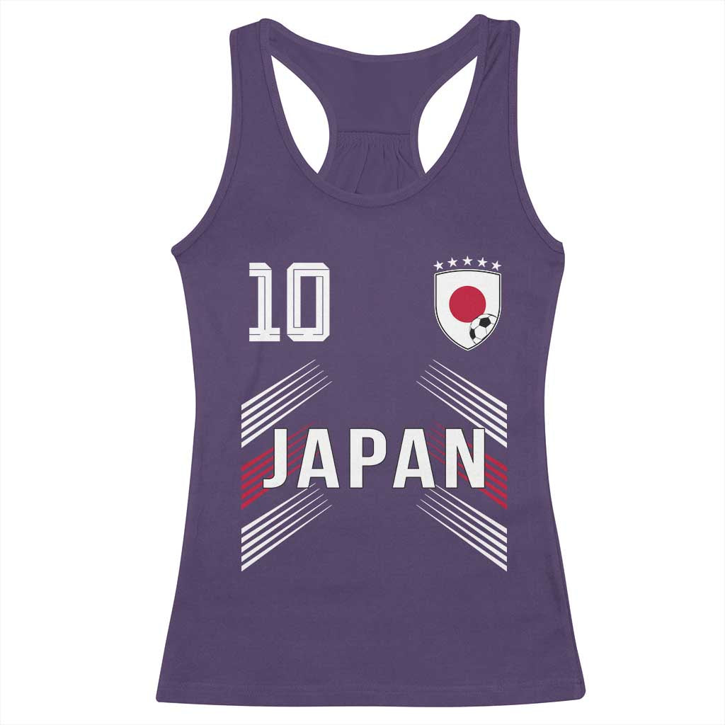 Japan Soccer Sports Graphic Number 10 Jersey Style Racerback Tank Top Proud Japanese Football Fans Game Day Pride TS02 Purple Print Your Wear