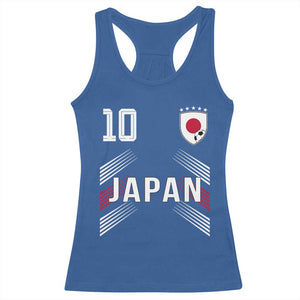 Japan Soccer Sports Graphic Number 10 Jersey Style Racerback Tank Top Proud Japanese Football Fans Game Day Pride TS02 Royal Blue Print Your Wear