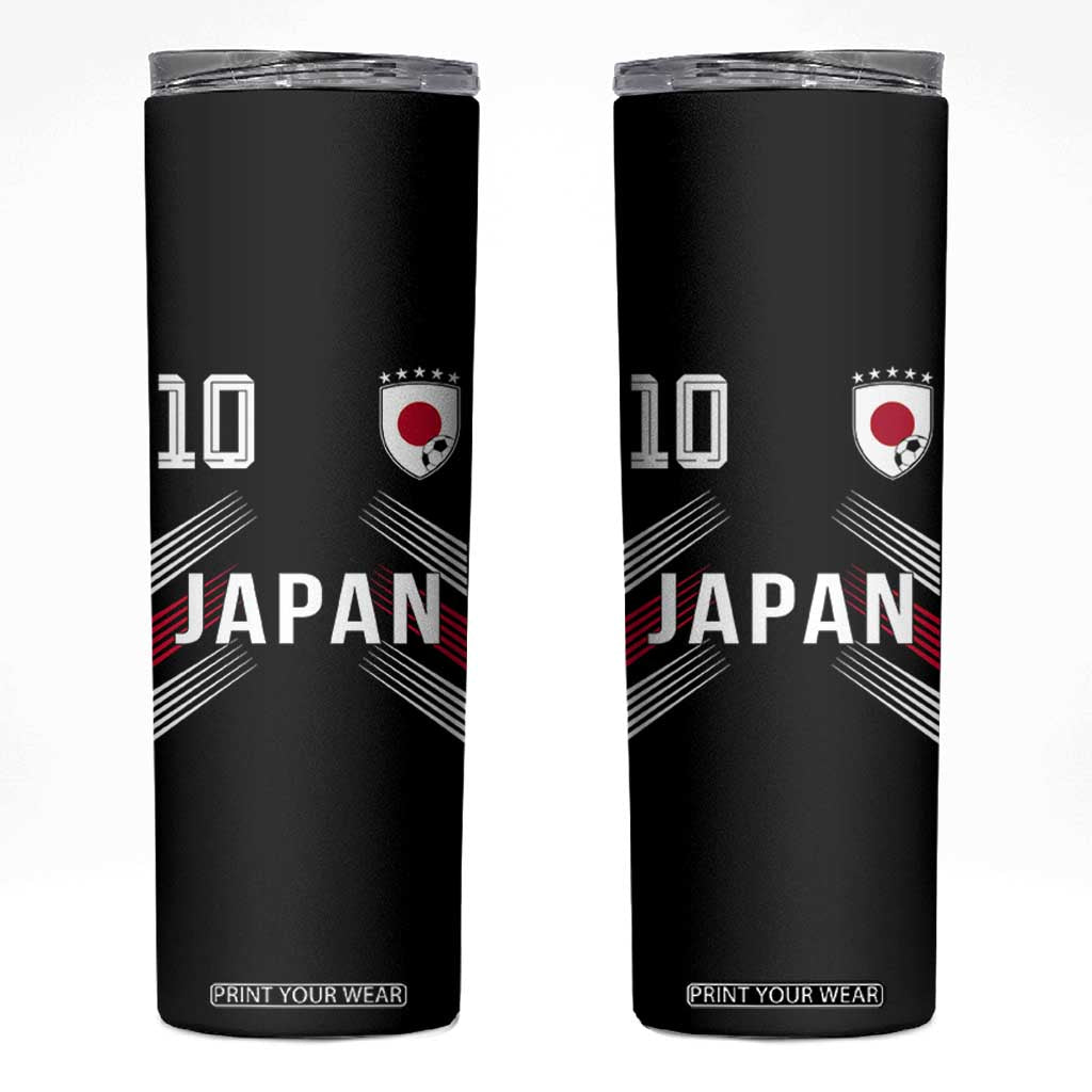 Japan Soccer Sports Graphic Number 10 Jersey Style Skinny Tumbler Proud Japanese Football Fans Game Day Pride TS02 Black Print Your Wear