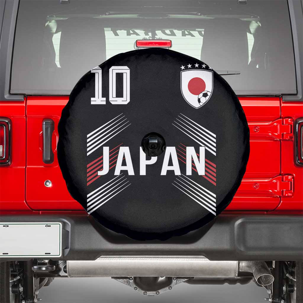 Japan Soccer Sports Graphic Number 10 Jersey Style Spare Tire Cover Proud Japanese Football Fans Game Day Pride TS02 Black Print Your Wear