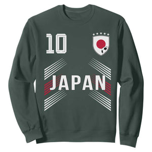 Japan Soccer Sports Graphic Number 10 Jersey Style Sweatshirt Proud Japanese Football Fans Game Day Pride TS02 Dark Forest Green Print Your Wear