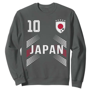 Japan Soccer Sports Graphic Number 10 Jersey Style Sweatshirt Proud Japanese Football Fans Game Day Pride TS02 Dark Heather Print Your Wear