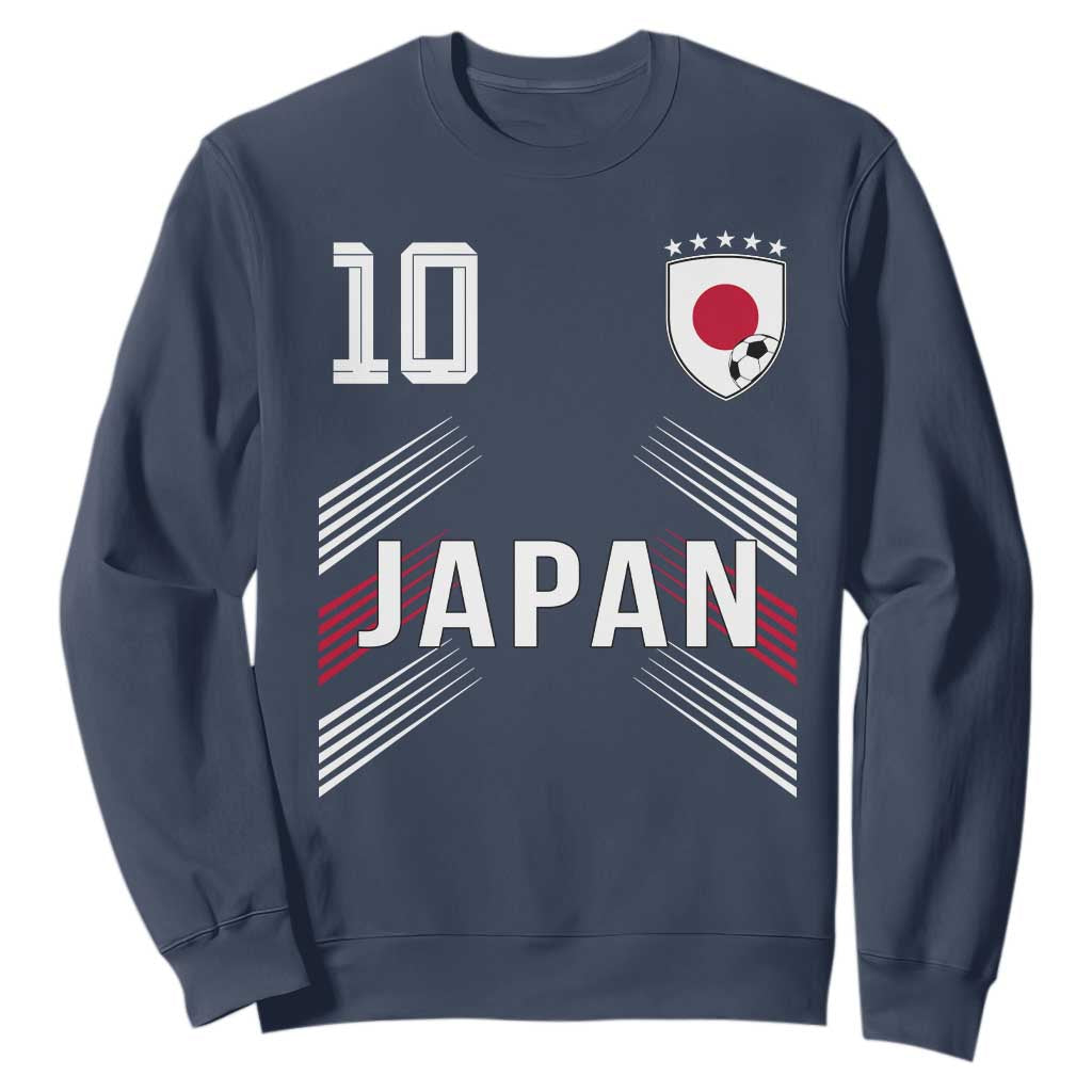 Japan Soccer Sports Graphic Number 10 Jersey Style Sweatshirt Proud Japanese Football Fans Game Day Pride TS02 Navy Print Your Wear