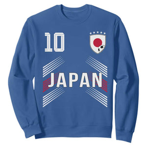 Japan Soccer Sports Graphic Number 10 Jersey Style Sweatshirt Proud Japanese Football Fans Game Day Pride TS02 Royal Blue Print Your Wear