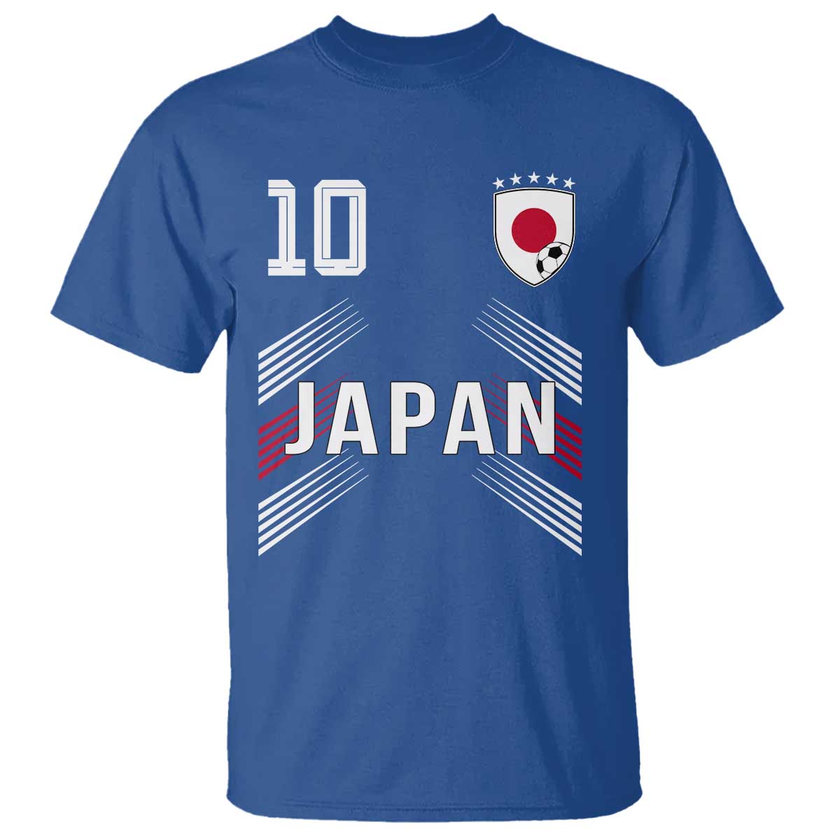 Japan Soccer Sports Graphic Number 10 Jersey Style T Shirt Proud Japanese Football Fans Game Day Pride TS02 Royal Blue Print Your Wear