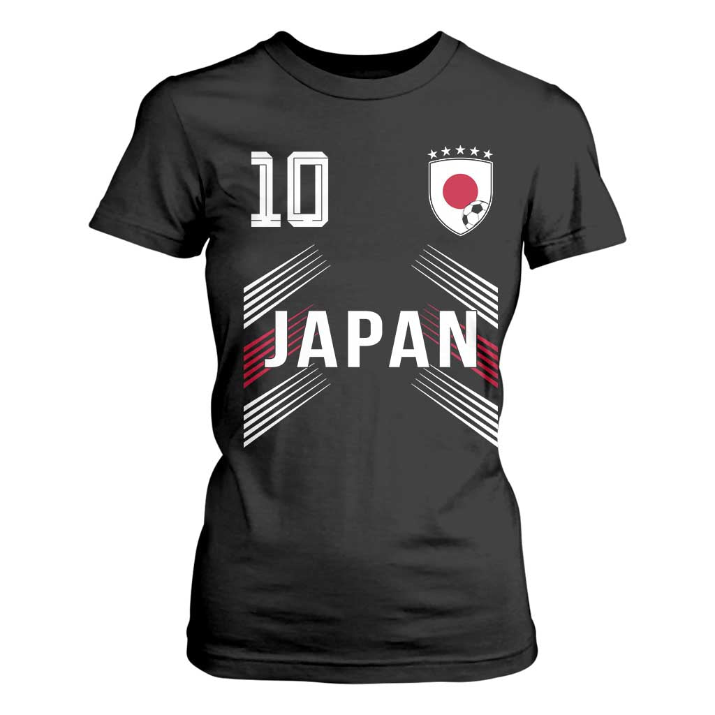 Japan Soccer Sports Graphic Number 10 Jersey Style T Shirt For Women Proud Japanese Football Fans Game Day Pride TS02 Black Print Your Wear