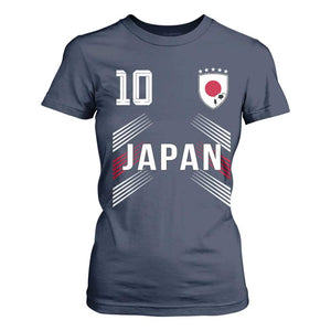 Japan Soccer Sports Graphic Number 10 Jersey Style T Shirt For Women Proud Japanese Football Fans Game Day Pride TS02 Navy Print Your Wear