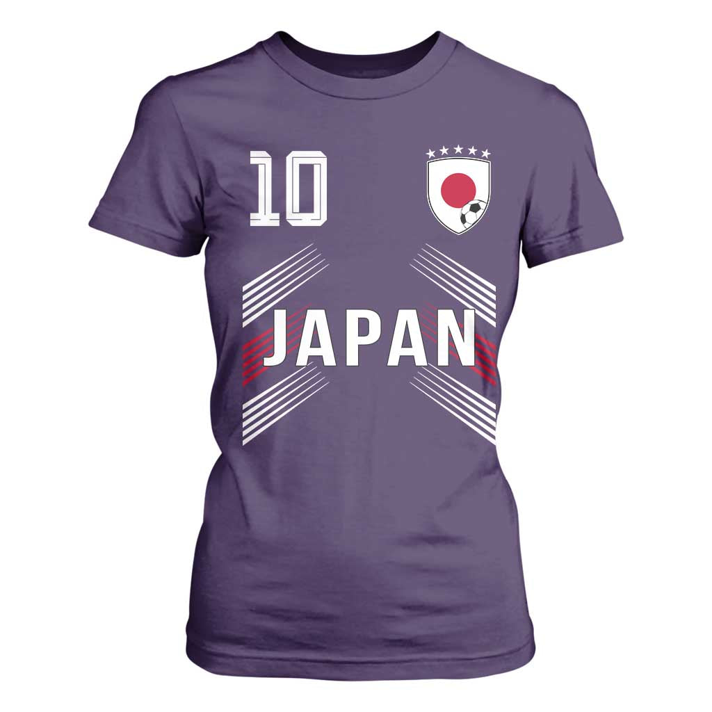 Japan Soccer Sports Graphic Number 10 Jersey Style T Shirt For Women Proud Japanese Football Fans Game Day Pride TS02 Purple Print Your Wear