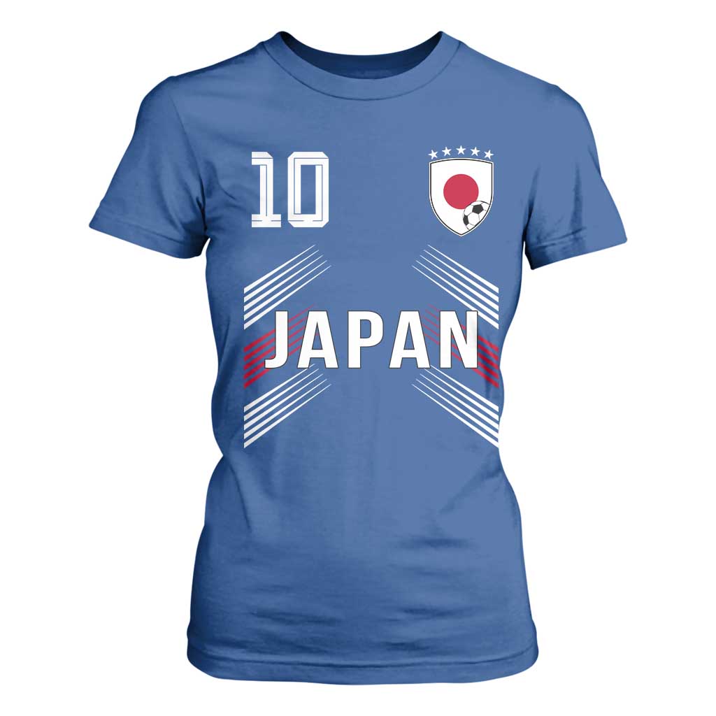 Japan Soccer Sports Graphic Number 10 Jersey Style T Shirt For Women Proud Japanese Football Fans Game Day Pride TS02 Royal Blue Print Your Wear