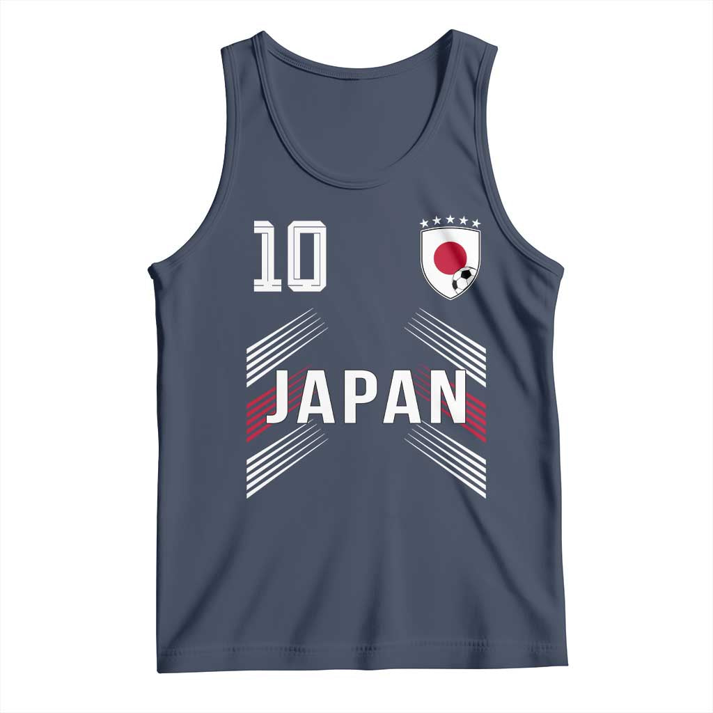Japan Soccer Sports Graphic Number 10 Jersey Style Tank Top Proud Japanese Football Fans Game Day Pride TS02 Navy Print Your Wear