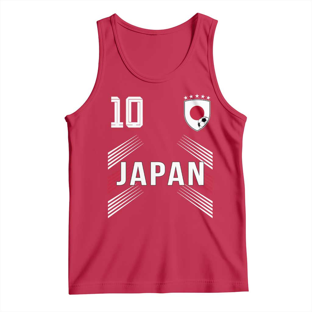 Japan Soccer Sports Graphic Number 10 Jersey Style Tank Top Proud Japanese Football Fans Game Day Pride TS02 Red Print Your Wear