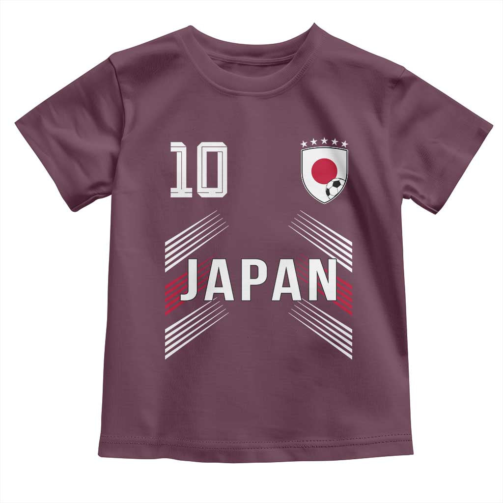 Japan Soccer Sports Graphic Number 10 Jersey Style Toddler T Shirt Proud Japanese Football Fans Game Day Pride TS02 Maroon Print Your Wear