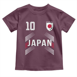 Japan Soccer Sports Graphic Number 10 Jersey Style Toddler T Shirt Proud Japanese Football Fans Game Day Pride TS02 Maroon Print Your Wear