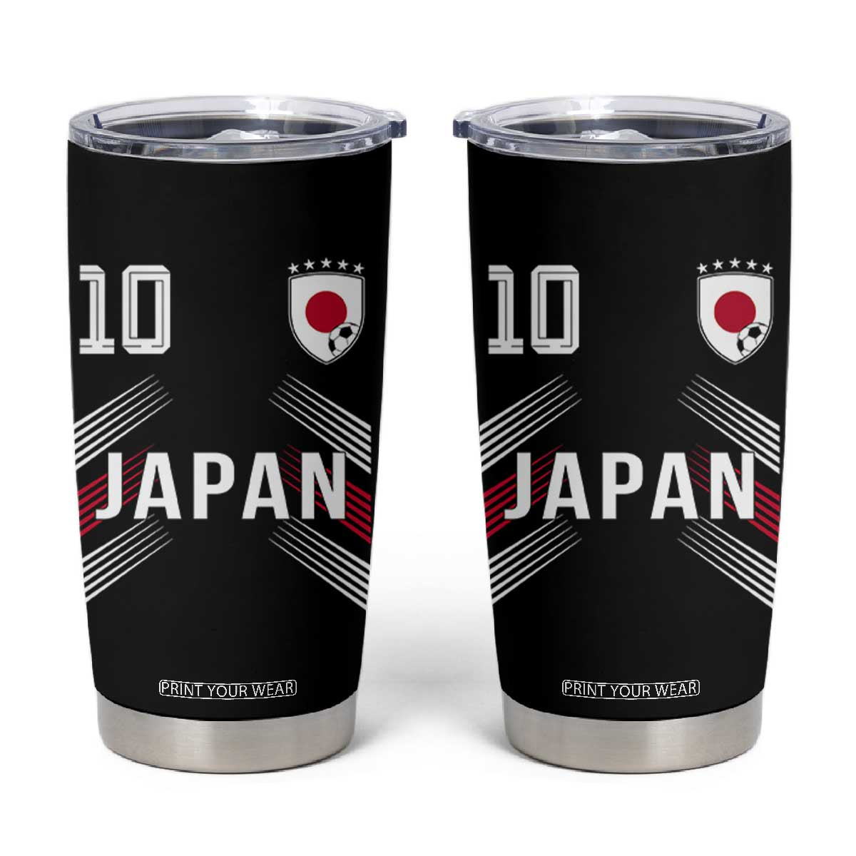 Japan Soccer Sports Graphic Number 10 Jersey Style Tumbler Cup Proud Japanese Football Fans Game Day Pride TS02 Black Print Your Wear