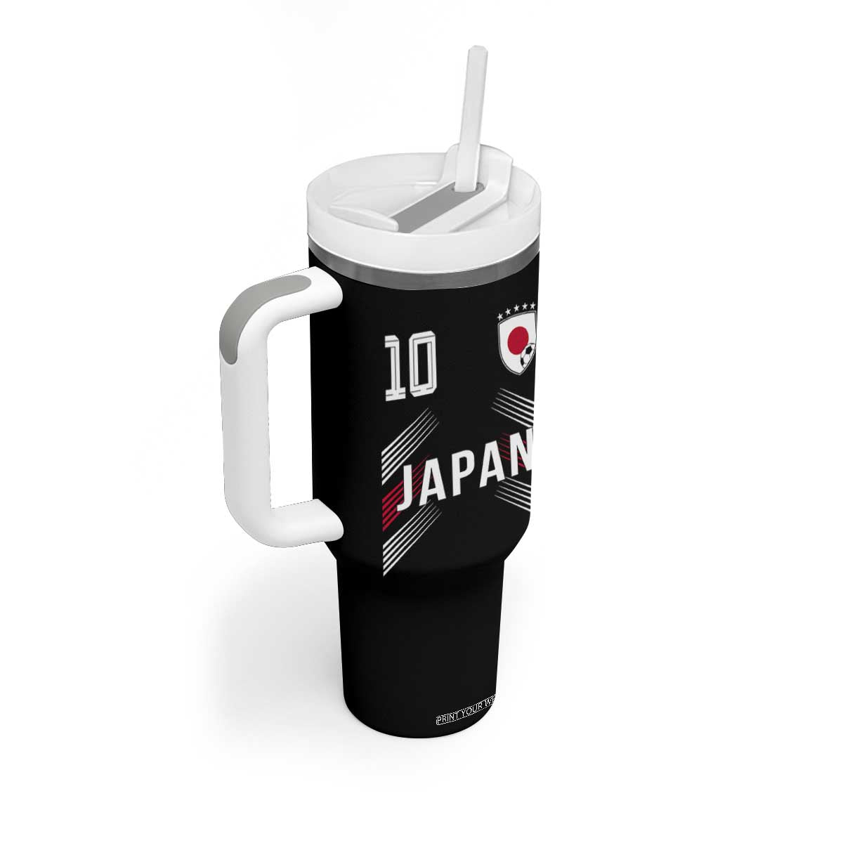 Japan Soccer Sports Graphic Number 10 Jersey Style Tumbler With Handle Proud Japanese Football Fans Game Day Pride TS02 Print Your Wear