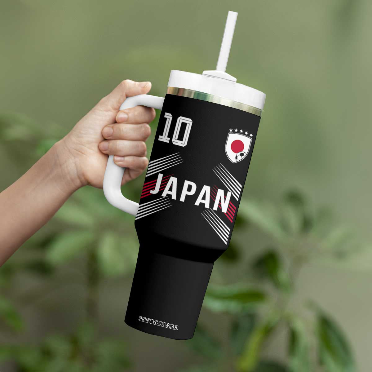 Japan Soccer Sports Graphic Number 10 Jersey Style Tumbler With Handle Proud Japanese Football Fans Game Day Pride TS02 Print Your Wear