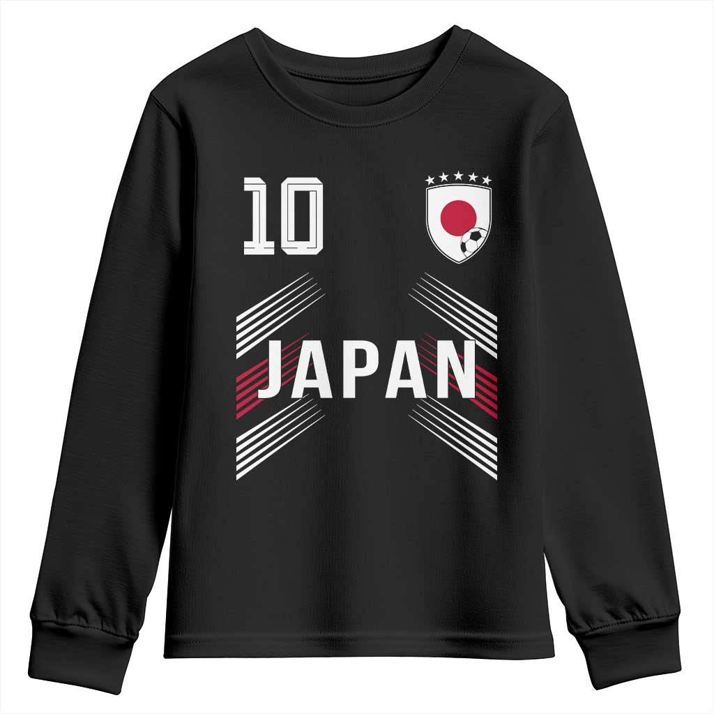 Japan Soccer Sports Graphic Number 10 Jersey Style Youth Sweatshirt Proud Japanese Football Fans Game Day Pride TS02 Black Print Your Wear