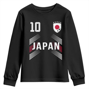 Japan Soccer Sports Graphic Number 10 Jersey Style Youth Sweatshirt Proud Japanese Football Fans Game Day Pride TS02 Black Print Your Wear