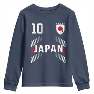 Japan Soccer Sports Graphic Number 10 Jersey Style Youth Sweatshirt Proud Japanese Football Fans Game Day Pride TS02 Navy Print Your Wear