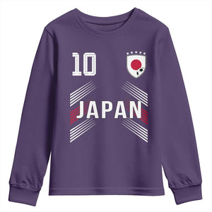 Japan Soccer Sports Graphic Number 10 Jersey Style Youth Sweatshirt Proud Japanese Football Fans Game Day Pride TS02 Purple Print Your Wear