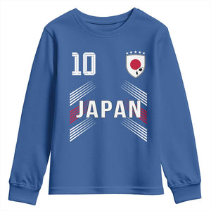 Japan Soccer Sports Graphic Number 10 Jersey Style Youth Sweatshirt Proud Japanese Football Fans Game Day Pride TS02 Royal Blue Print Your Wear