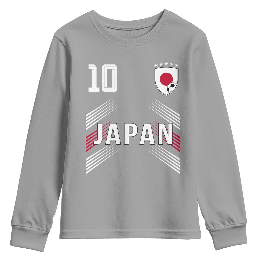Japan Soccer Sports Graphic Number 10 Jersey Style Youth Sweatshirt Proud Japanese Football Fans Game Day Pride TS02 Sport Gray Print Your Wear