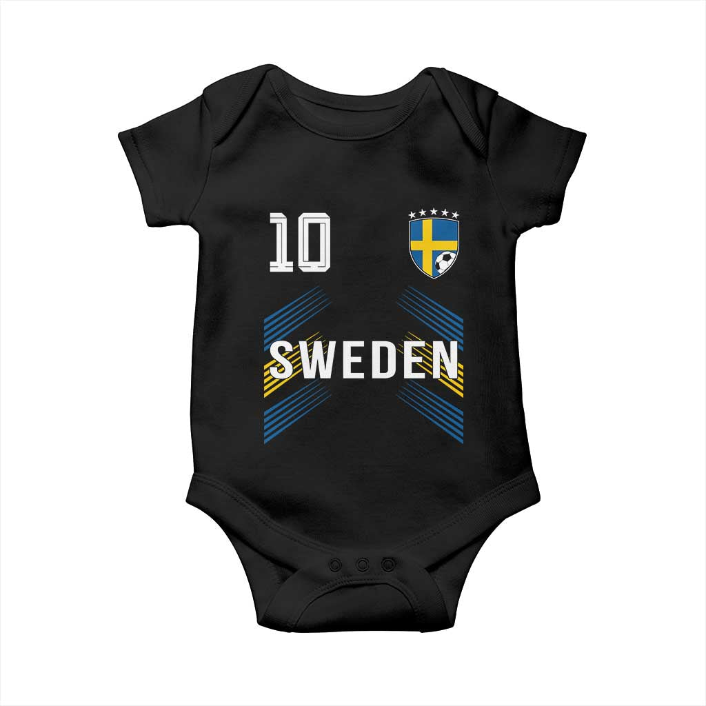 Sweden Soccer Sports Graphic Number 10 Jersey Style Baby Onesie Proud Swedish Football Fans Game Day Pride TS02 Black Print Your Wear