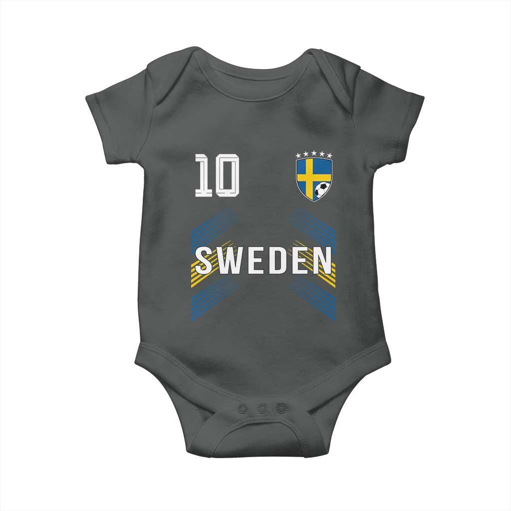Sweden Soccer Sports Graphic Number 10 Jersey Style Baby Onesie Proud Swedish Football Fans Game Day Pride TS02 Dark Heather Print Your Wear