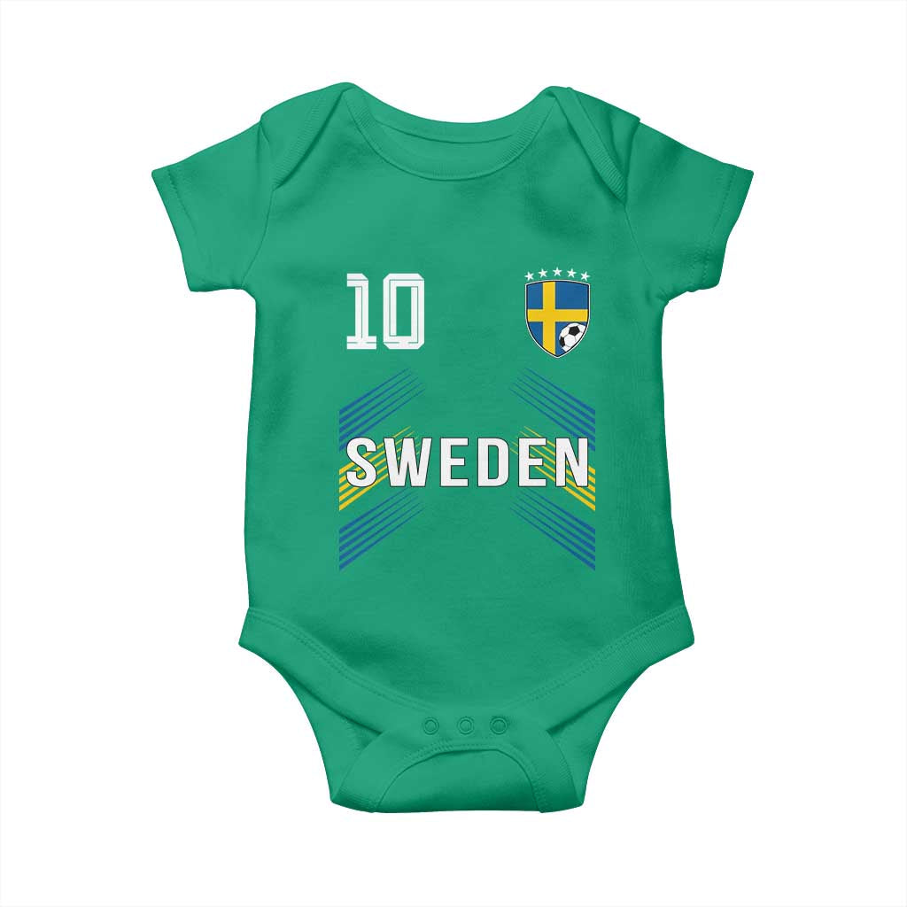 Sweden Soccer Sports Graphic Number 10 Jersey Style Baby Onesie Proud Swedish Football Fans Game Day Pride TS02 Irish Green Print Your Wear