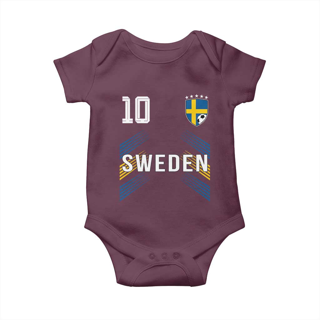 Sweden Soccer Sports Graphic Number 10 Jersey Style Baby Onesie Proud Swedish Football Fans Game Day Pride TS02 Maroon Print Your Wear