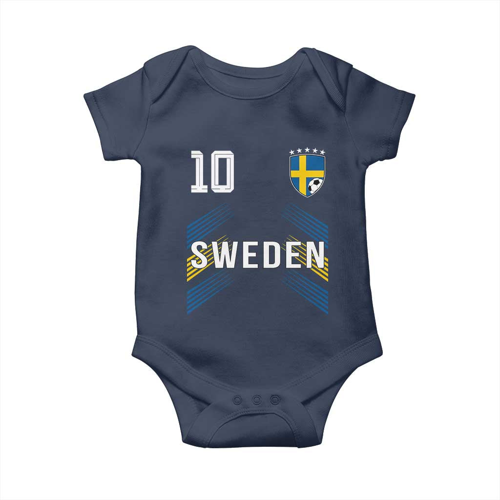 Sweden Soccer Sports Graphic Number 10 Jersey Style Baby Onesie Proud Swedish Football Fans Game Day Pride TS02 Navy Print Your Wear