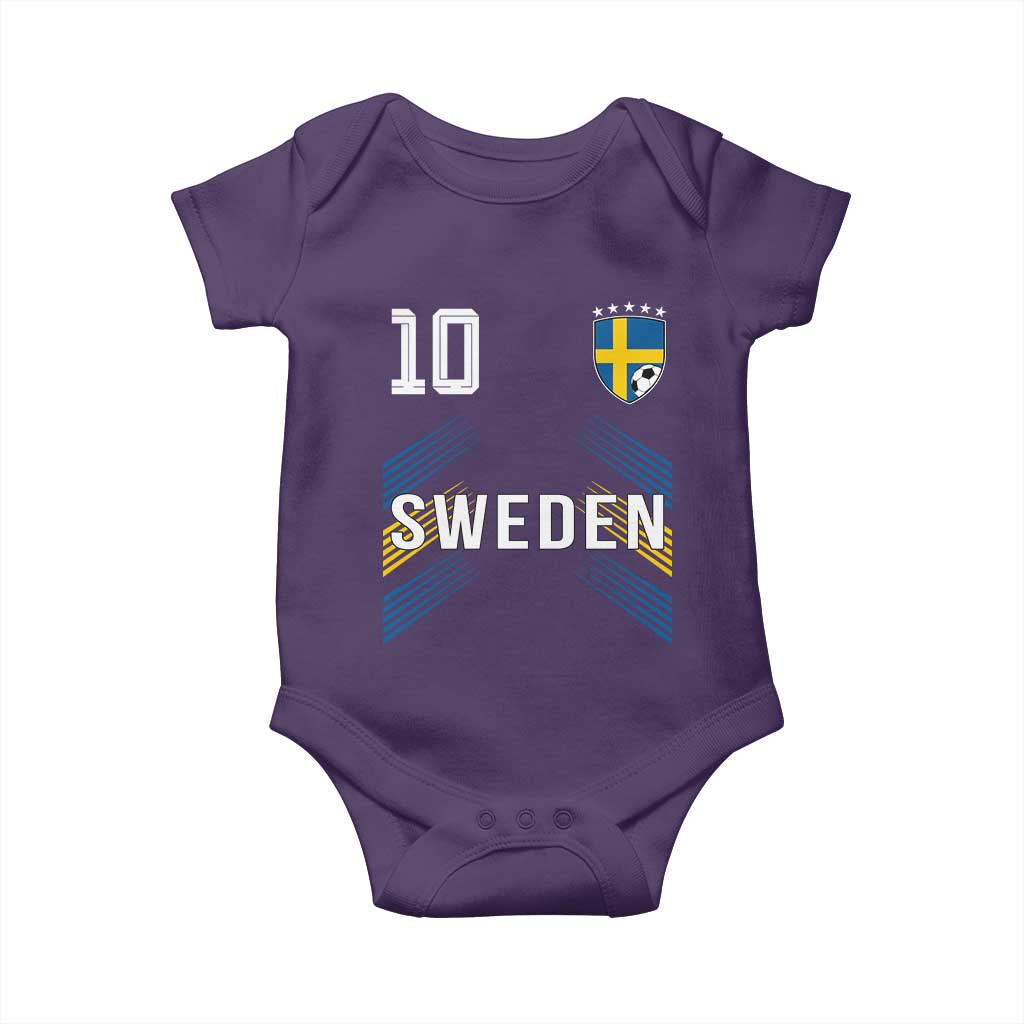 Sweden Soccer Sports Graphic Number 10 Jersey Style Baby Onesie Proud Swedish Football Fans Game Day Pride TS02 Purple Print Your Wear