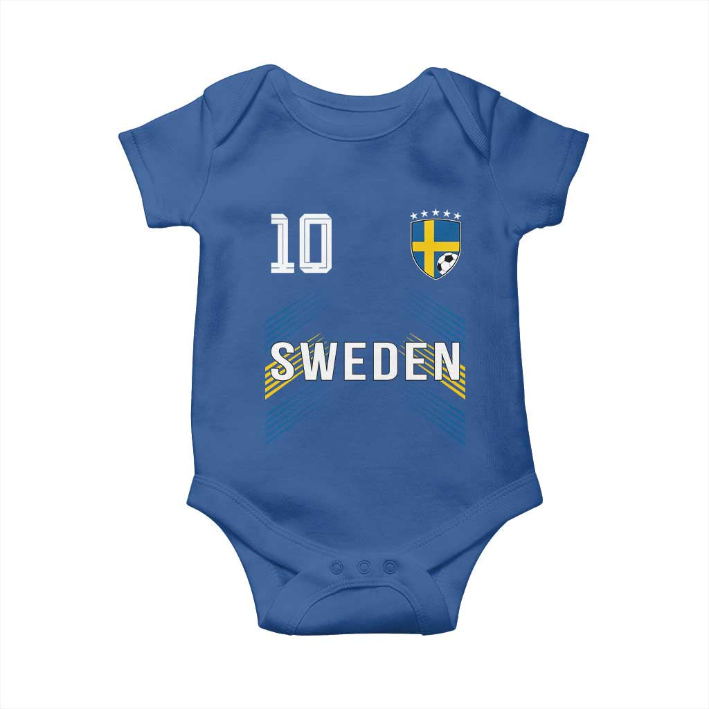 Sweden Soccer Sports Graphic Number 10 Jersey Style Baby Onesie Proud Swedish Football Fans Game Day Pride TS02 Royal Blue Print Your Wear