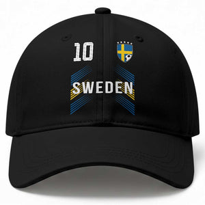 Sweden Soccer Sports Graphic Number 10 Jersey Style Baseball Cap Proud Swedish Football Fans Game Day Pride TS02 Print Your Wear