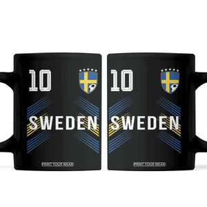 Sweden Soccer Sports Graphic Number 10 Jersey Style Coffee Mug Proud Swedish Football Fans Game Day Pride TS02 Black Print Your Wear