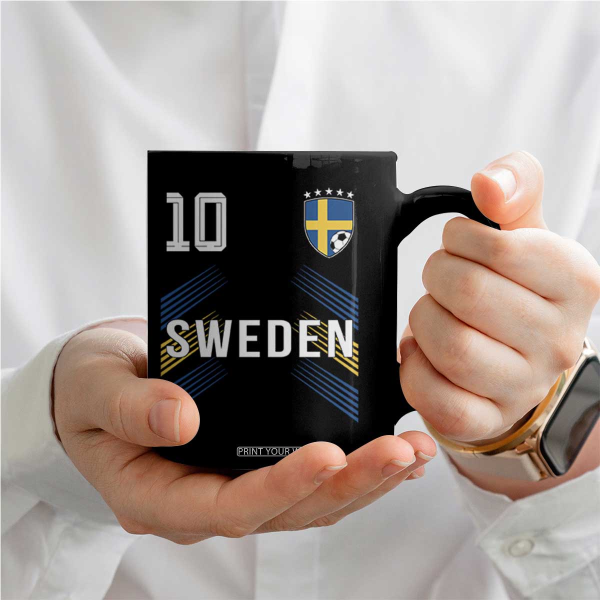 Sweden Soccer Sports Graphic Number 10 Jersey Style Coffee Mug Proud Swedish Football Fans Game Day Pride TS02 Print Your Wear