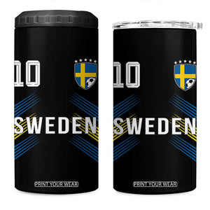 Sweden Soccer Sports Graphic Number 10 Jersey Style 4 in 1 Can Cooler Tumbler Proud Swedish Football Fans Game Day Pride TS02 One Size: 16 oz Black Print Your Wear