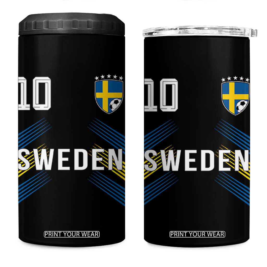 Sweden Soccer Sports Graphic Number 10 Jersey Style 4 in 1 Can Cooler Tumbler Proud Swedish Football Fans Game Day Pride TS02 One Size: 16 oz Black Print Your Wear