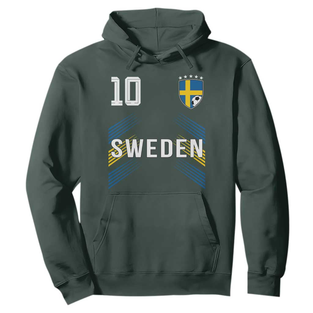 Sweden Soccer Sports Graphic Number 10 Jersey Style Hoodie Proud Swedish Football Fans Game Day Pride TS02 Dark Forest Green Print Your Wear
