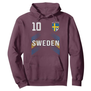 Sweden Soccer Sports Graphic Number 10 Jersey Style Hoodie Proud Swedish Football Fans Game Day Pride TS02 Maroon Print Your Wear