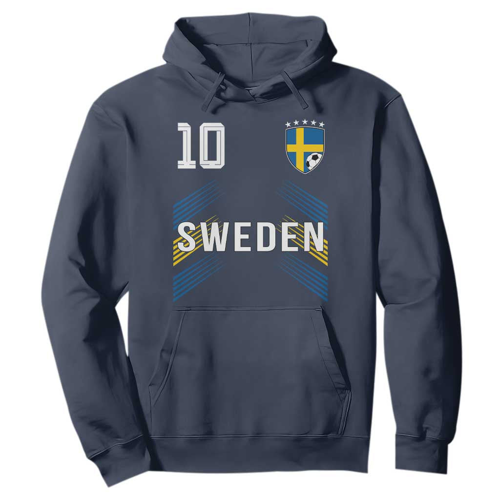 Sweden Soccer Sports Graphic Number 10 Jersey Style Hoodie Proud Swedish Football Fans Game Day Pride TS02 Navy Print Your Wear