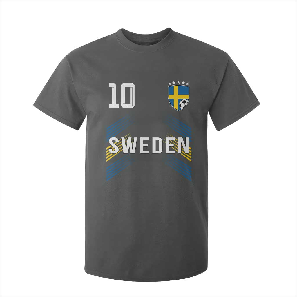 Sweden Soccer Sports Graphic Number 10 Jersey Style T Shirt For Kid Proud Swedish Football Fans Game Day Pride TS02 Dark Heather Print Your Wear