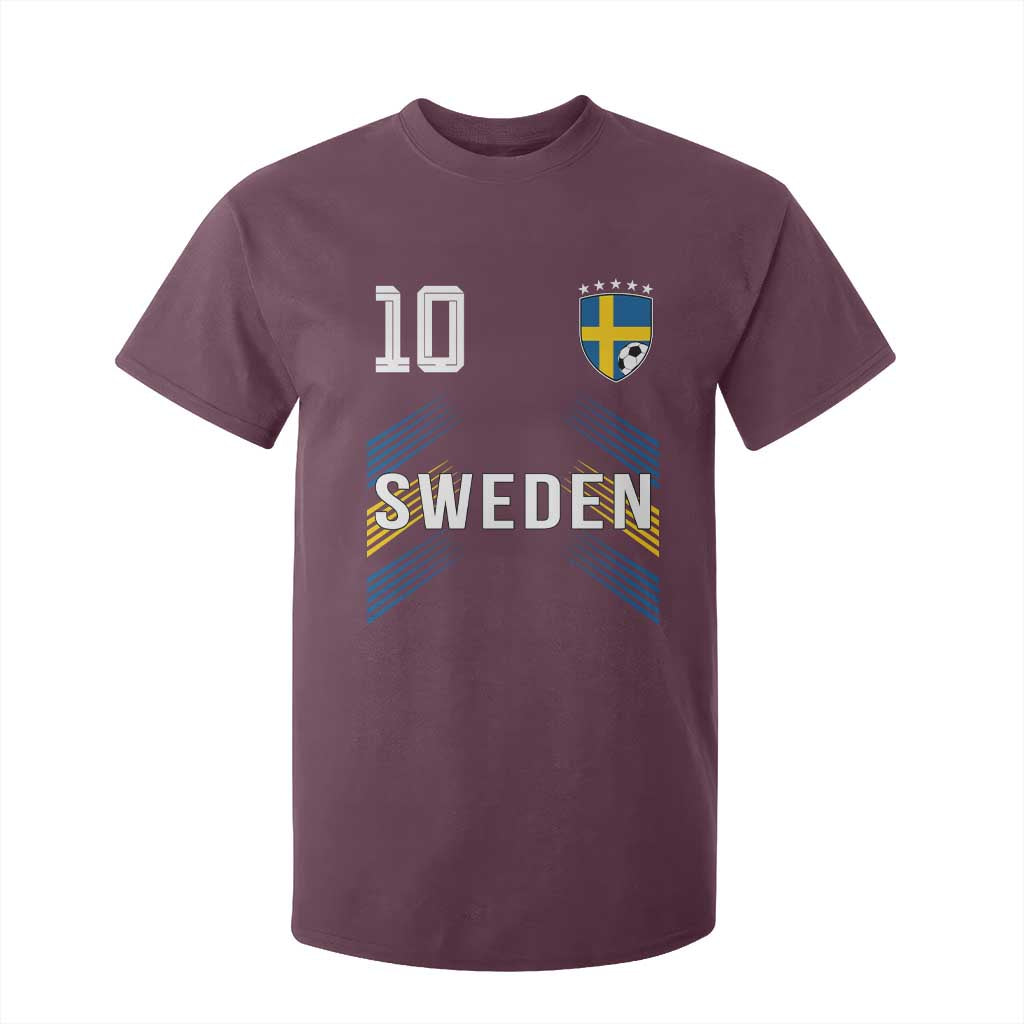 Sweden Soccer Sports Graphic Number 10 Jersey Style T Shirt For Kid Proud Swedish Football Fans Game Day Pride TS02 Maroon Print Your Wear