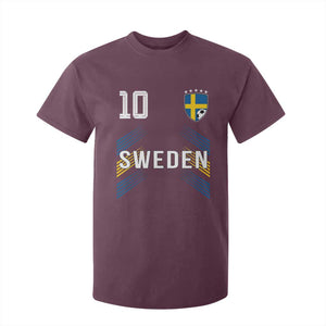 Sweden Soccer Sports Graphic Number 10 Jersey Style T Shirt For Kid Proud Swedish Football Fans Game Day Pride TS02 Maroon Print Your Wear