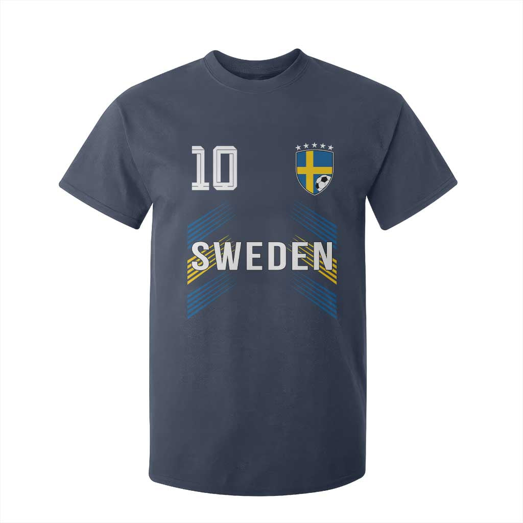 Sweden Soccer Sports Graphic Number 10 Jersey Style T Shirt For Kid Proud Swedish Football Fans Game Day Pride TS02 Navy Print Your Wear