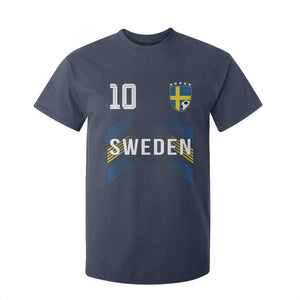 Sweden Soccer Sports Graphic Number 10 Jersey Style T Shirt For Kid Proud Swedish Football Fans Game Day Pride TS02 Navy Print Your Wear