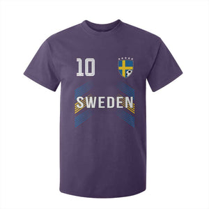 Sweden Soccer Sports Graphic Number 10 Jersey Style T Shirt For Kid Proud Swedish Football Fans Game Day Pride TS02 Purple Print Your Wear